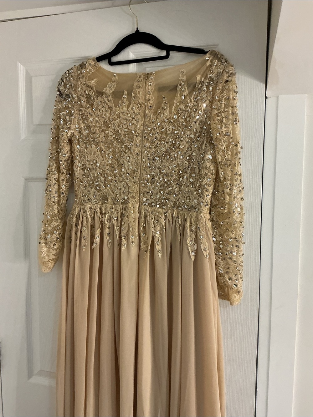 Beaded Tulle Party Dress in Champagne
